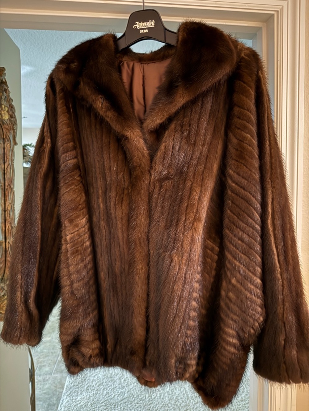 Autograph Rich Brown Mink Pea Coat
